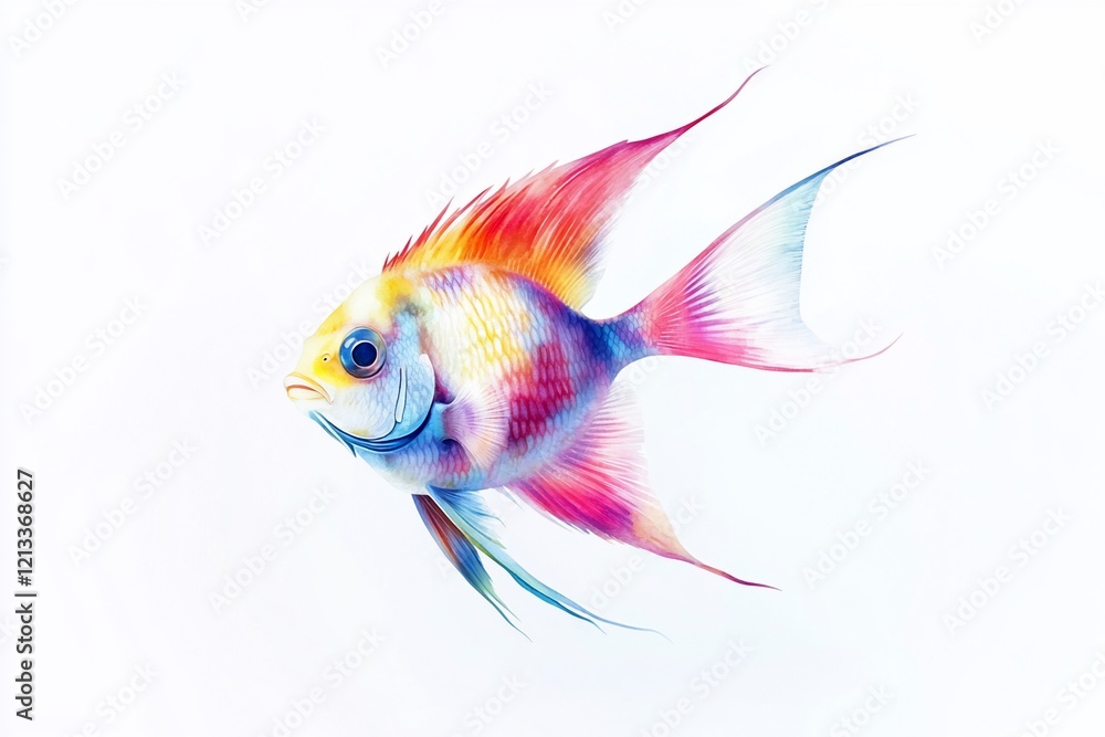 Fototapeta premium Vibrant rainbow colored fish isolated on white background.