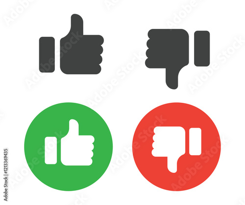 Like dislike thumb up and down isolated icon
