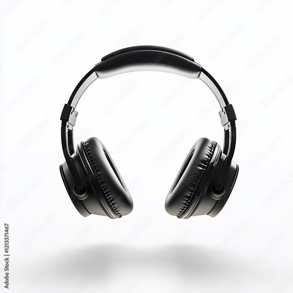 Black over-ear headphones isolated on white background. Black over-ear headphones isolated on white background.