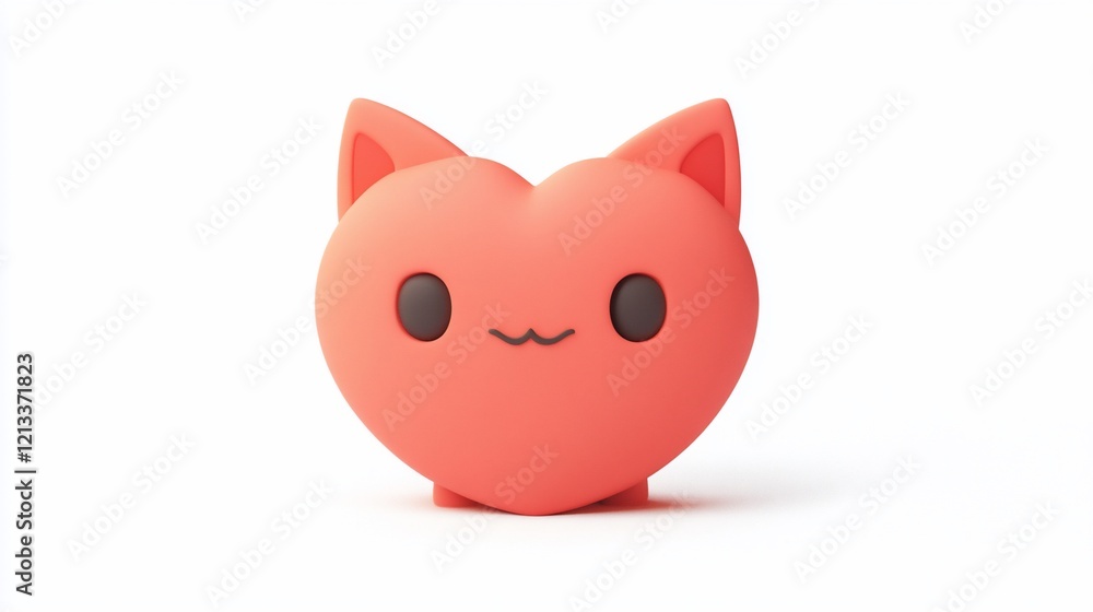 Cute 3D rendered heart-shaped cat. Cute 3D rendered heart-shaped cat.