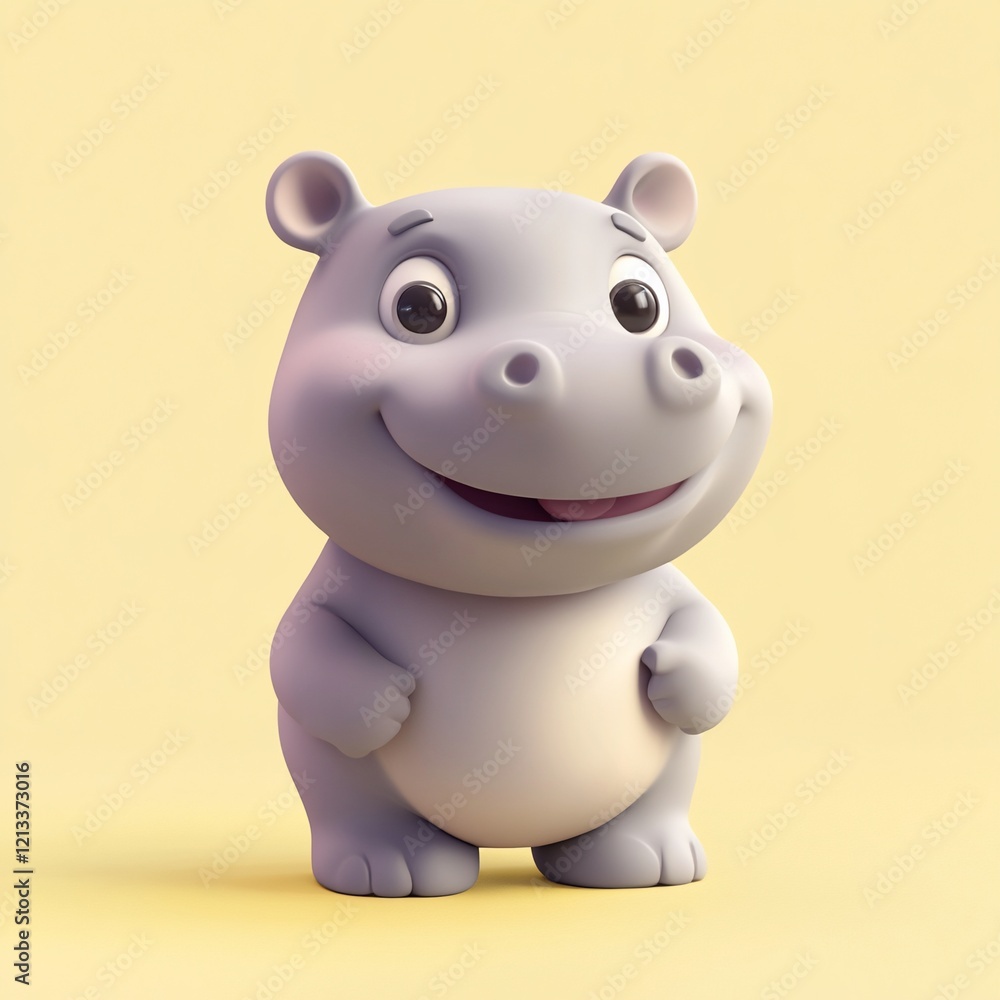 Naklejka premium Cute cartoon hippopotamus illustration. (2)