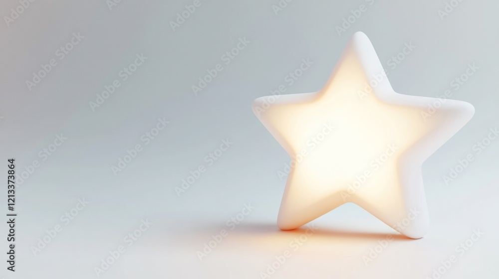 Obraz premium Glowing white star shape on light background.