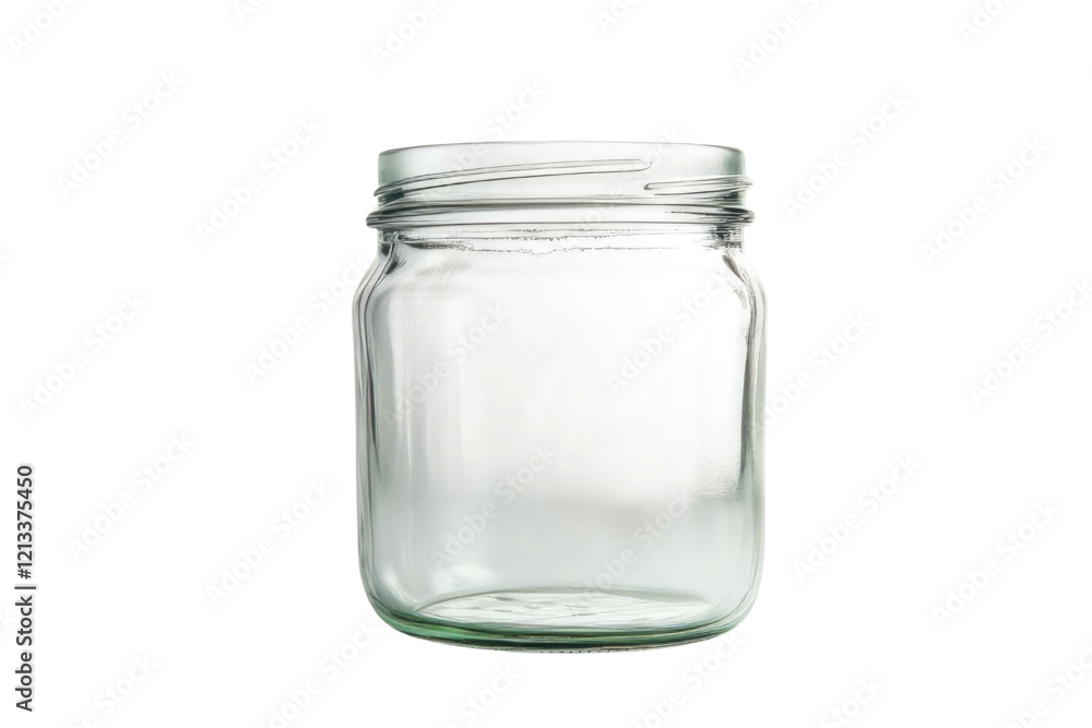 One empty glass jar isolated on white PNG One empty glass jar isolated on white PNG