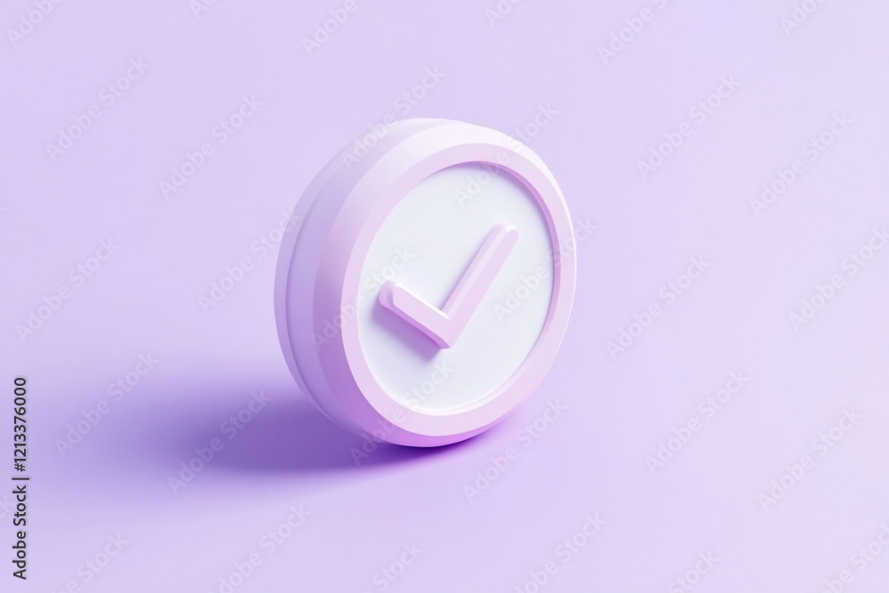 3D render of a pastel purple checkmark icon. 3D render of a pastel purple checkmark icon.