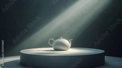 Wallpaper Mural White teapot on a pedestal illuminated by a single light beam. Torontodigital.ca
