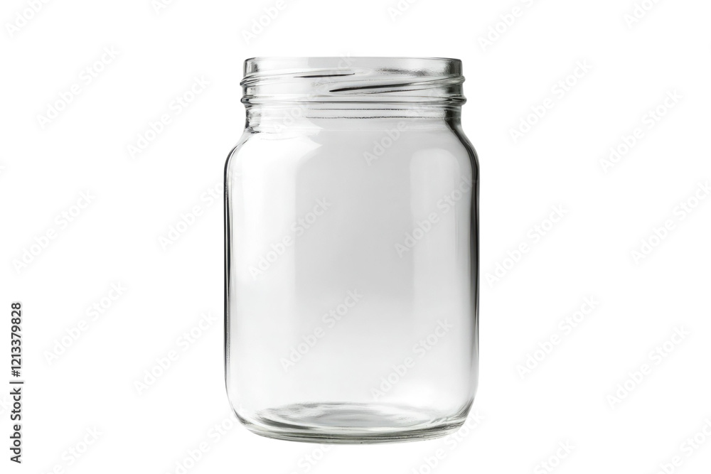 One empty glass jar isolated on white PNG One empty glass jar isolated on white PNG