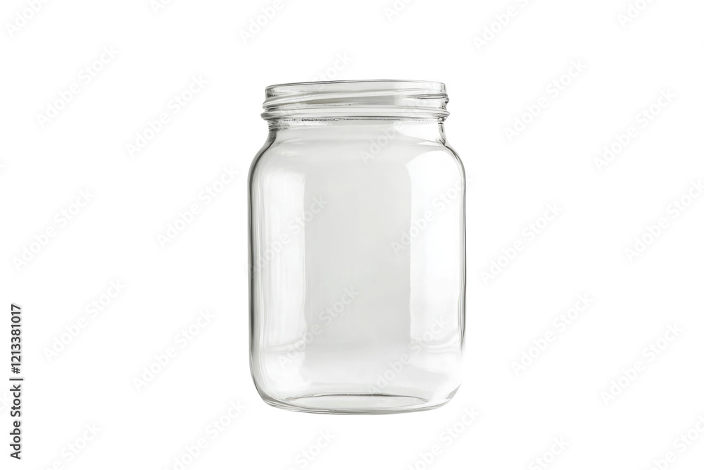 One empty glass jar isolated on white PNG One empty glass jar isolated on white PNG