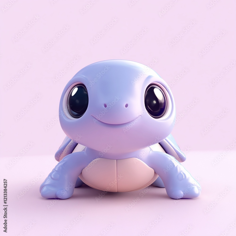 Cute cartoon turtle, pastel purple, 3D render. Cute cartoon turtle, pastel purple, 3D render.