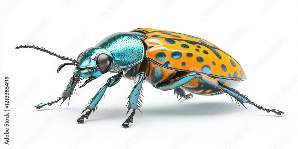 Fototapeta premium Vivid Blue and Orange Ladybug with Polka Dots