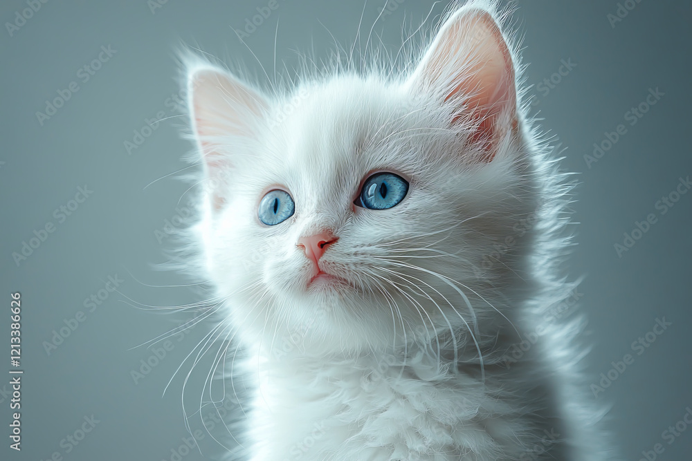 A Beautiful White Kitten With Striking Blue Eyes A Beautiful White Kitten With Striking Blue Eyes