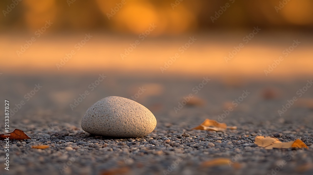 Single Smooth Stone Resting on Gravel Path Single Smooth Stone Resting on Gravel Path