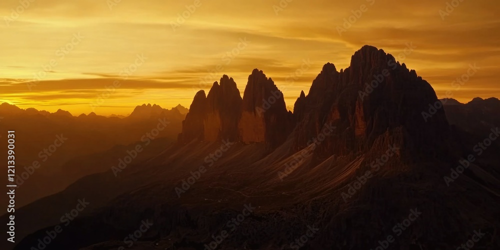 Naklejka premium Serene Sunset Over Rocky Mountains