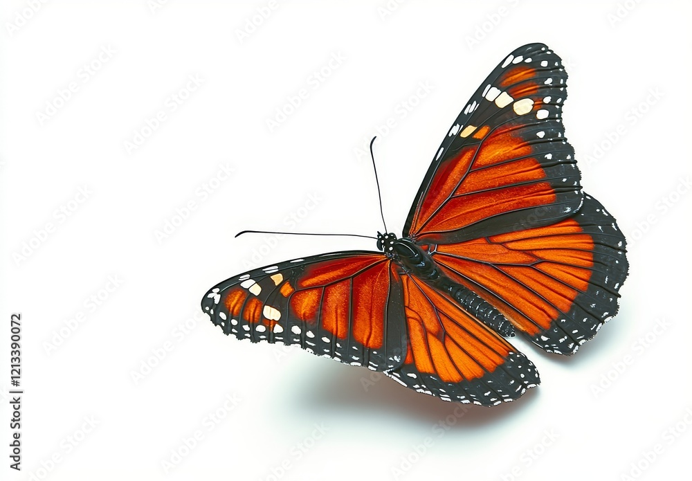 Monarch butterfly flying isolated on a white background, showcasing high-resolution, clean focus with professional color grading and soft shadows. Monarch butterfly flying isolated on a white background, showcasing high-resolution, clean focus with professional color grading and soft shadows.