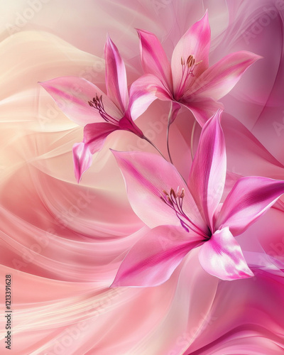 Vibrant Pink Flowers with Abstract Background