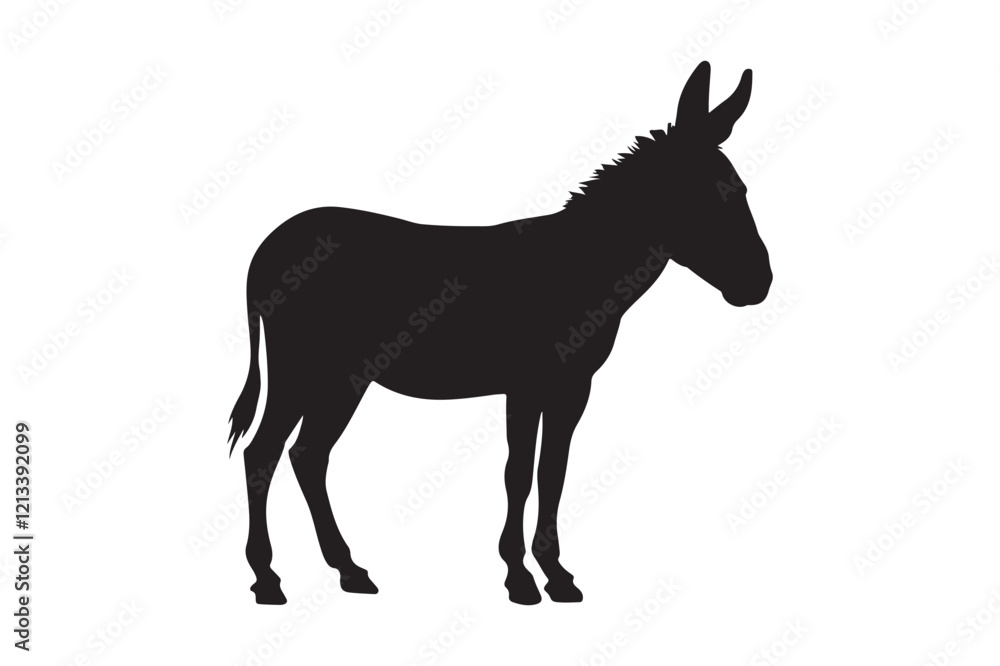 Fototapeta premium Donkey silhouette vector illustration with detailed features
