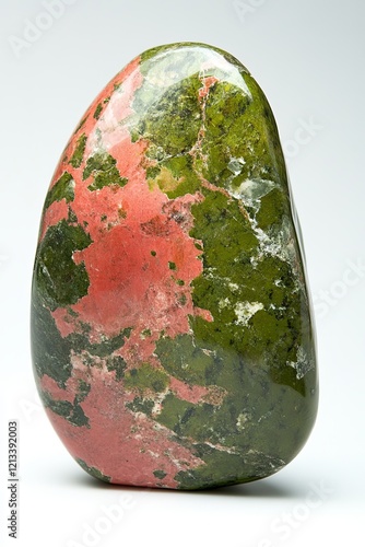 Smoothcut unakite with deep red and forest green colors photo