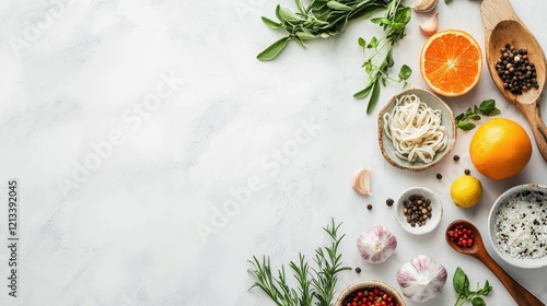 Wallpaper Mural Assortment of Fresh Ingredients and Spices on Rustic Wooden Surface Torontodigital.ca