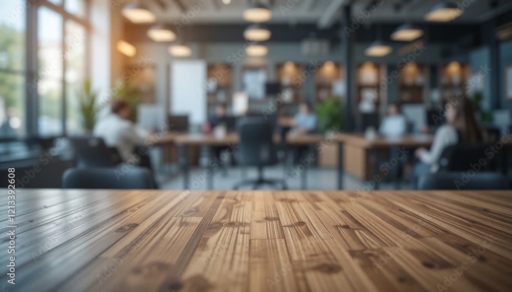 Blurred office background with table in the foreground Blurred office background with table in the foreground