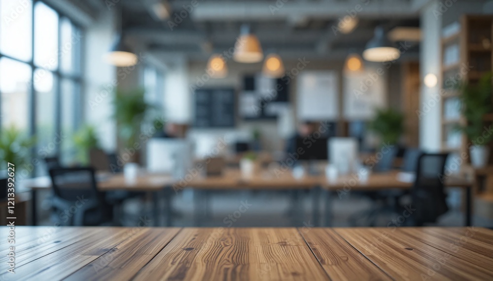 Fototapeta premium Blurred office background with table in the foreground