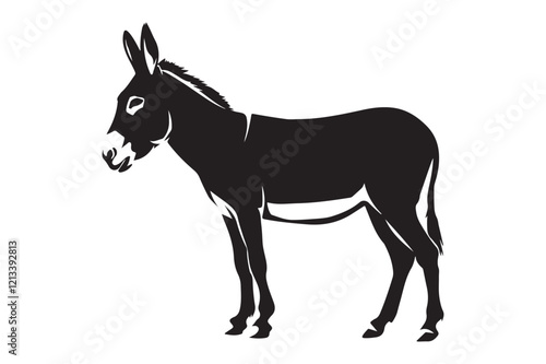 Donkey silhouette vector illustration with detailed features