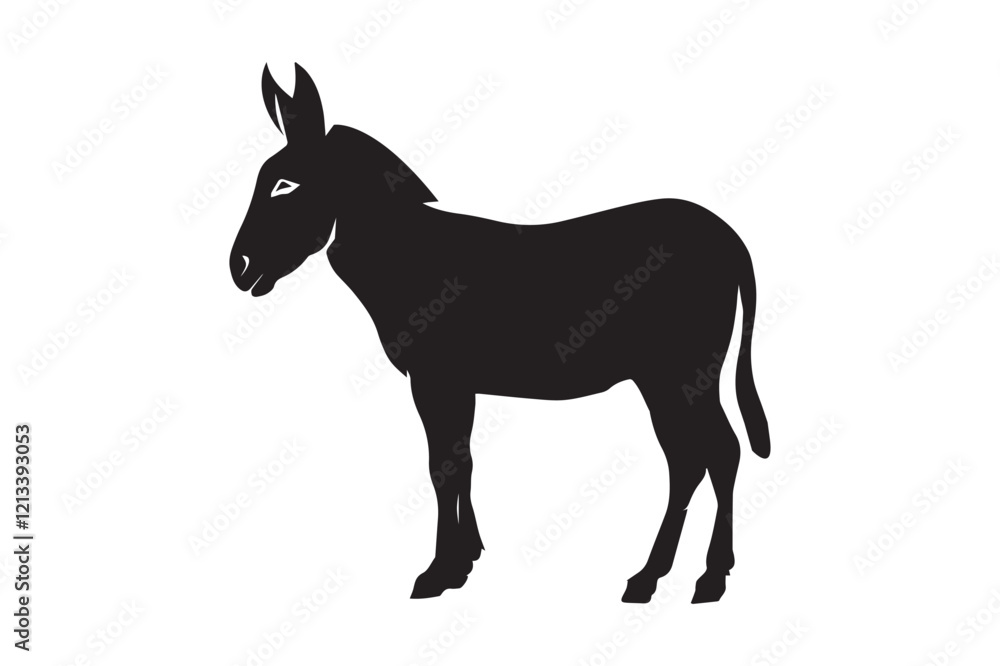 Fototapeta premium Donkey silhouette vector illustration with detailed features