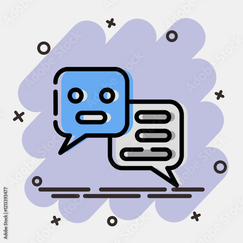 Icon chat bot. Artificial intelligence elements. Icon in comic style.