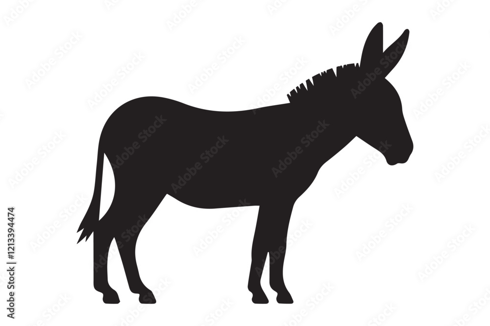 Fototapeta premium Donkey silhouette vector illustration with detailed features