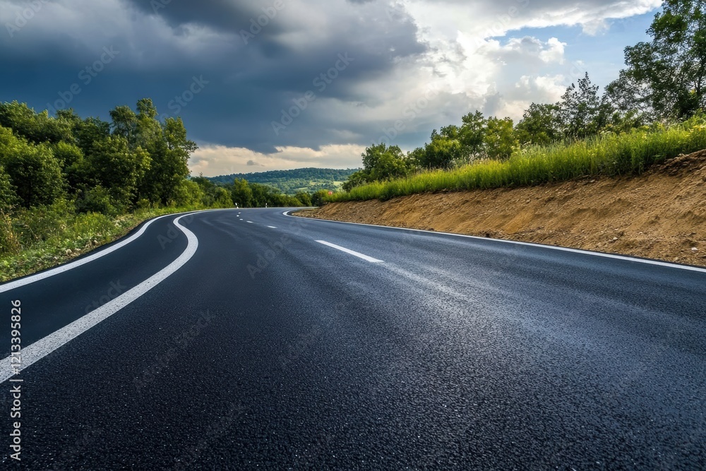 A long straight road through beautiful fields with trees along the road and wide open horizons. A long straight road through beautiful fields with trees along the road and wide open horizons.