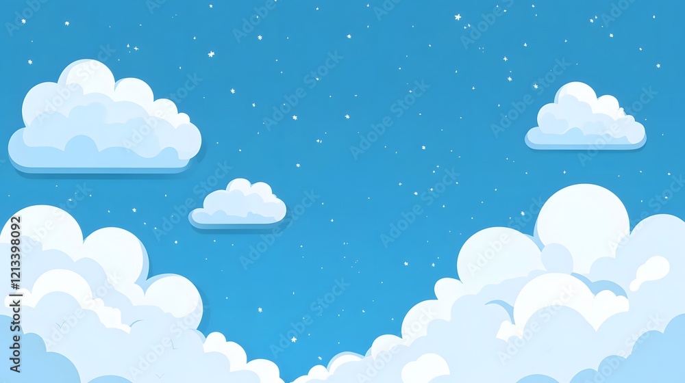 Fluffy White Clouds Drifting Across a Blue Sky Fluffy White Clouds Drifting Across a Blue Sky