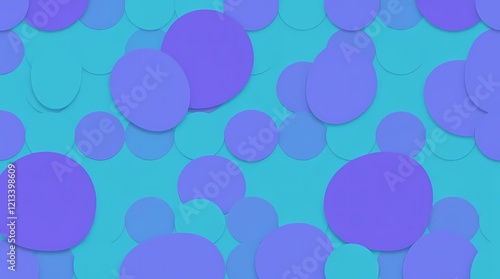 A modern seamless pattern of overlapping circles in a gradient of teal and purple, rendered in a digital art style, featuring a smooth texture and a sense of depth, arranged in a stagg. photo