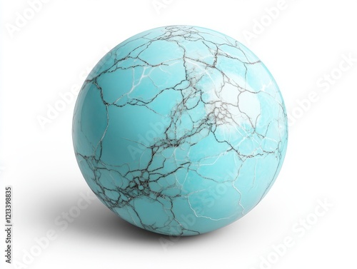 Sky Blue Turquoise Cabochon with Natural Veins and Realistic Style photo