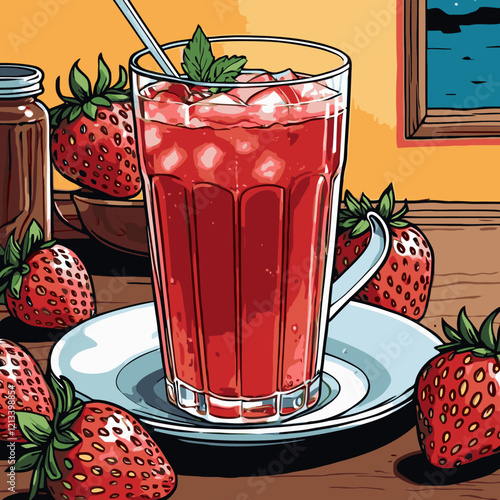 strawberry flavored syrup vector for graphic design needs 