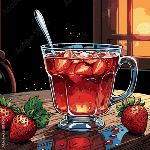 strawberry flavored syrup vector for graphic design needs 
