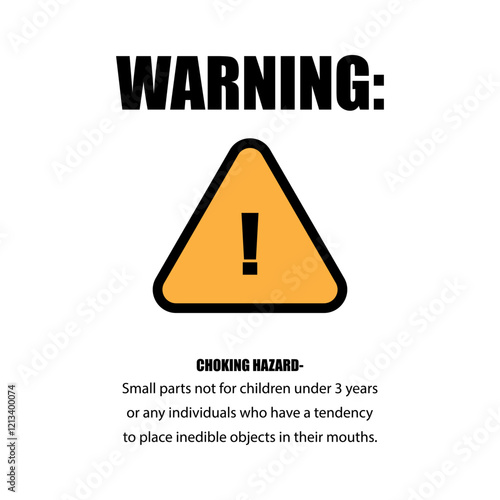 Warning triangle. Choking hazard warning. Yellow alert symbol. Vector illustration.
