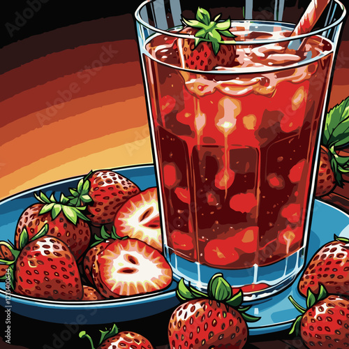 strawberry flavored syrup vector for graphic design needs 