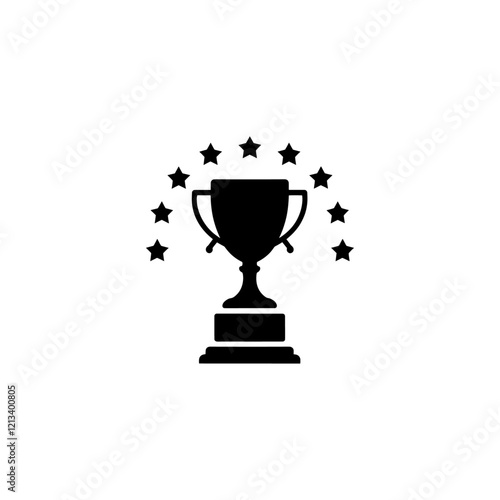 Trophy cup flat style icon vector, Trophy vector logo icon, champions trophy logo icon, Trophy silhouette vector design with star, Trophy sign icon 