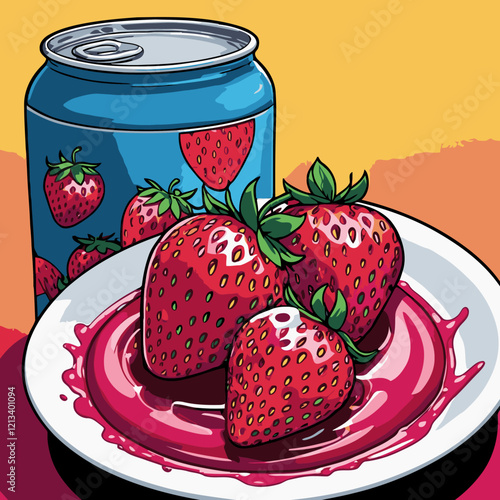 strawberry flavored syrup vector for graphic design needs 