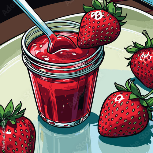 strawberry flavored syrup vector for graphic design needs 