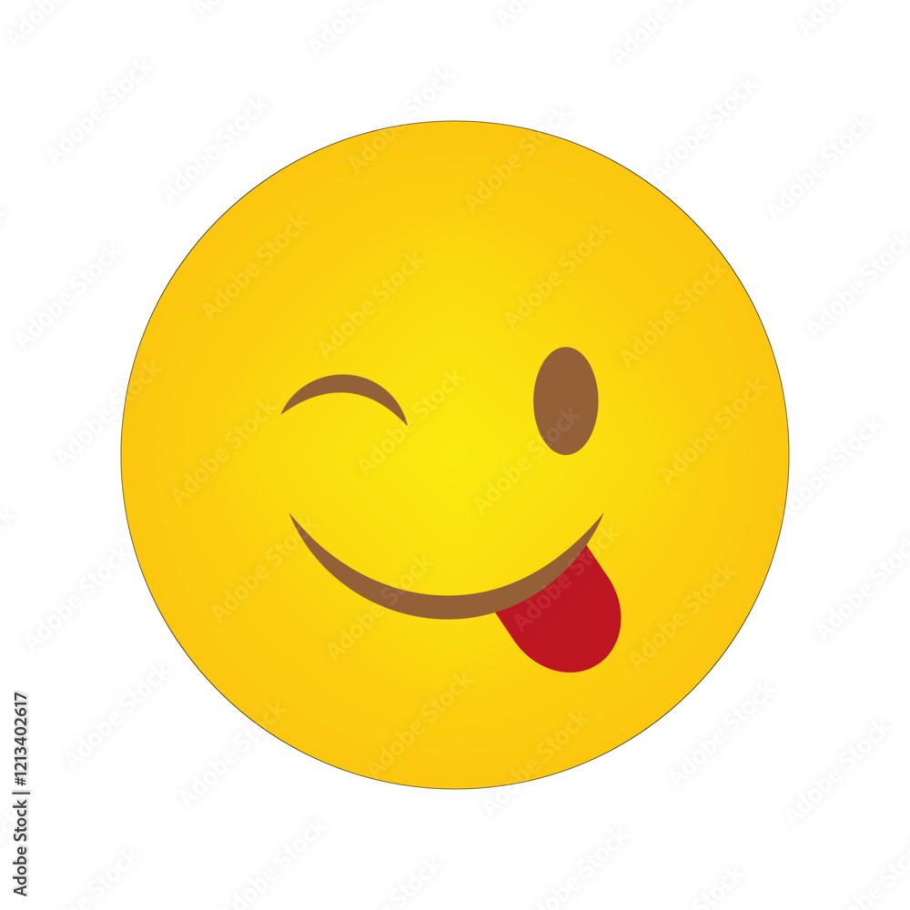 Winking emoji icon. Playful smiley face. Yellow circular symbol. Funny facial expression. Winking emoji icon. Playful smiley face. Yellow circular symbol. Funny facial expression.