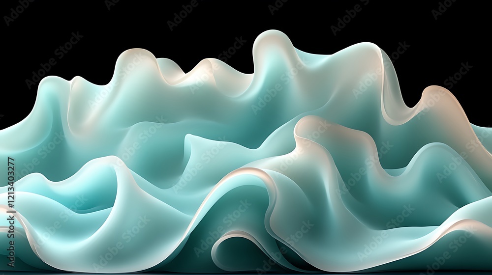 Obraz premium Abstract Teal Waves Flowing Design