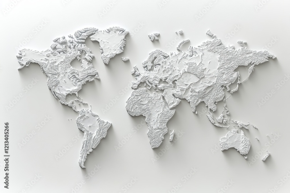 Obraz premium World map with white background showing continents and globe design