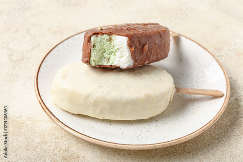 Plate with tasty chocolate ...
