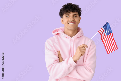 Young man with USA flag on ...