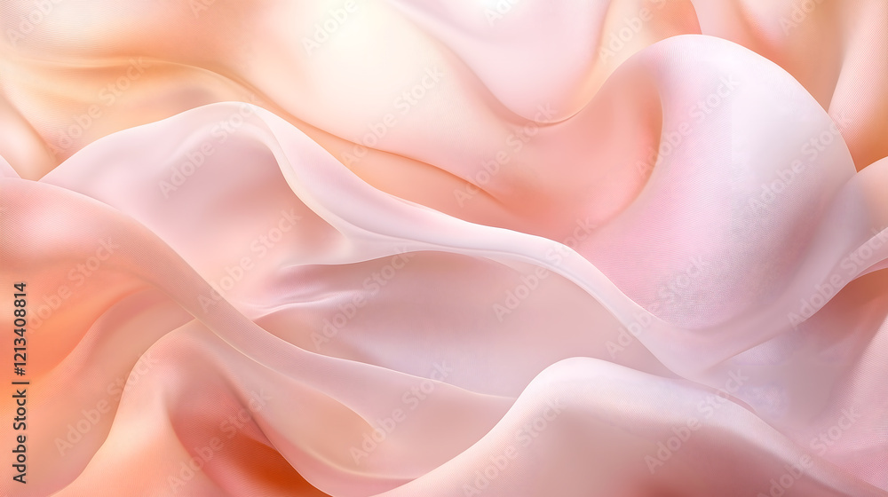 Fototapeta premium Pale pink and orange wavy fabric abstract background