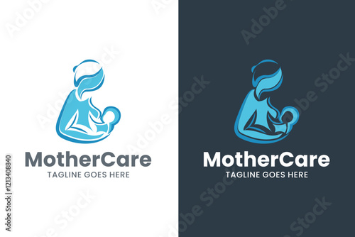Mother Care Logo Design, Mother Breastfeeding her Child Logo Design
