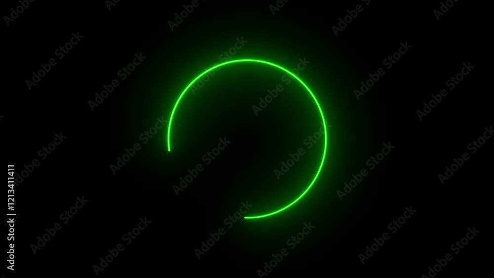 abstract glowing neon loading bar animation on black background. Circle ...