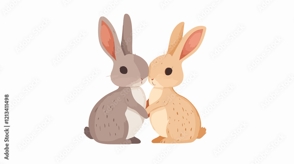 Obraz premium Adorable Rabbit Animal Pair Closeup in Wide-angle View