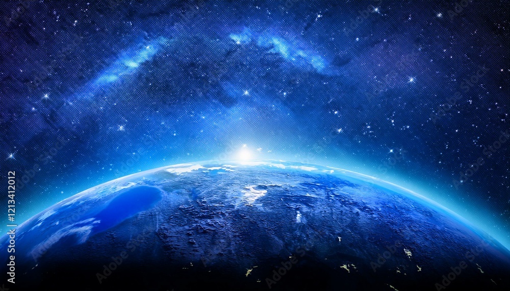 神秘的な青い惑星と星々
神秘的な青い惑星と星々
