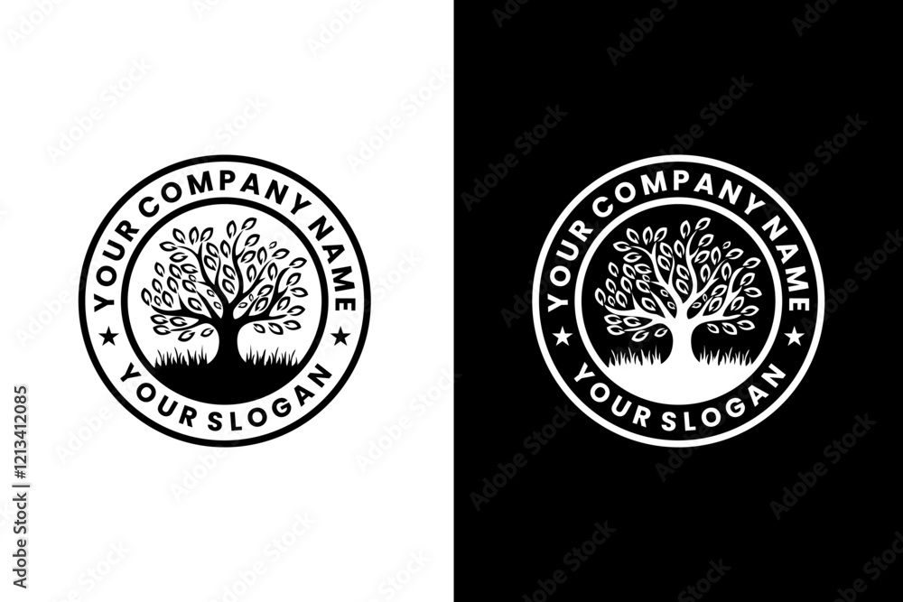 Fototapeta premium Tree of Life Emblem, Banyan Tree Emblem Illustration Design