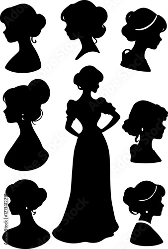 19th century lady busts, 19th century lady silhouette,